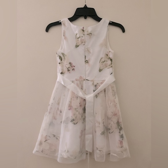 Amy’s Closet Formal White Floral Print Sleeveless A-Line Occasion Dress - Picture 4 of 7